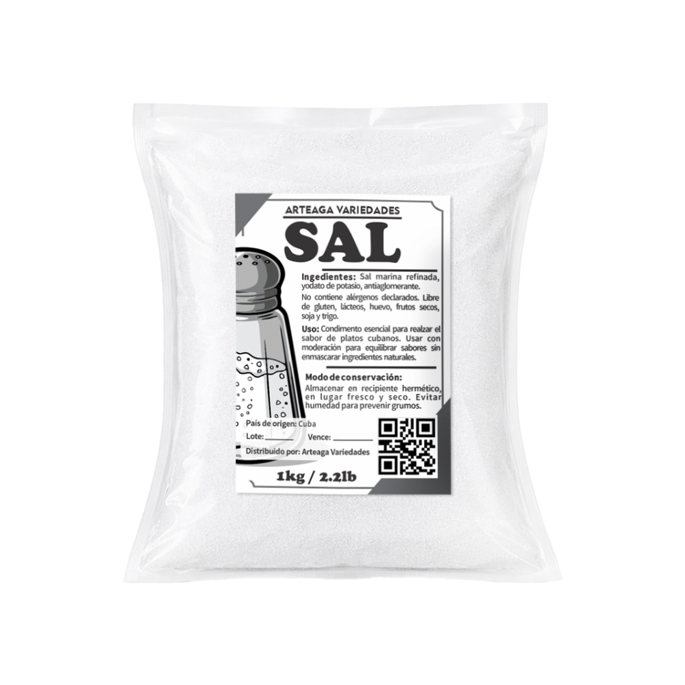 Sal marina refinada Arteaga Variedades (1 kg / 2.2 lb)