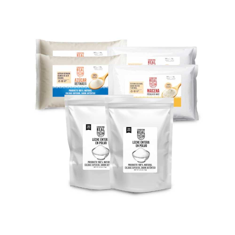 Combo para dulces Cosecha Real #3: Azúcar blanca refinada + Maicena + Leche entera en polvo